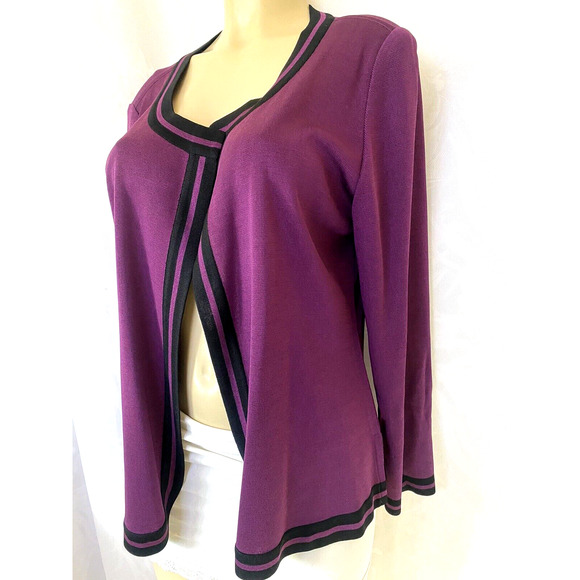 Exclusively Misook Purple Black Jacket Cardigan Sweater Long Sleeve Knit… - Picture 2 of 4